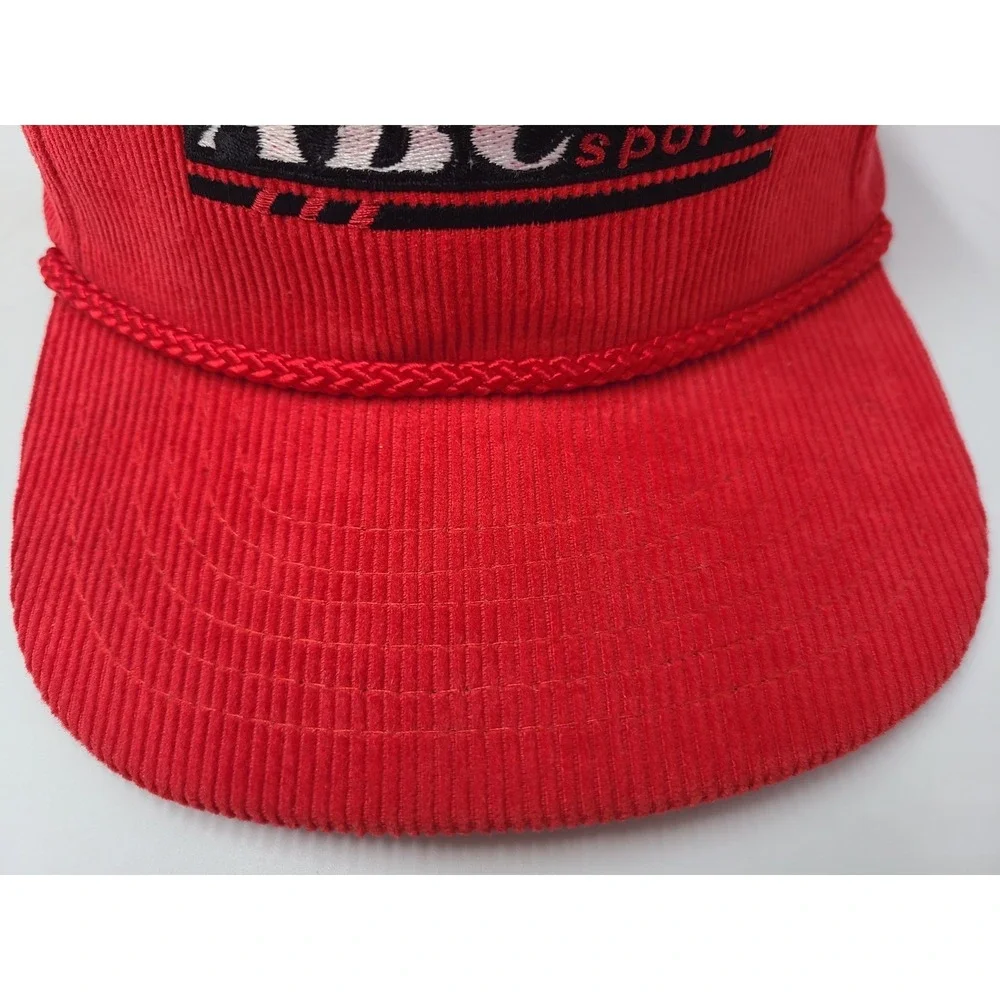 Vintage ABC Sports Corduroy Rope Sportsman Snapback Hat‎ Cap Cotton Casual Red